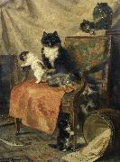 Henrietta Ronner-Knip Kittens at play oil painting
